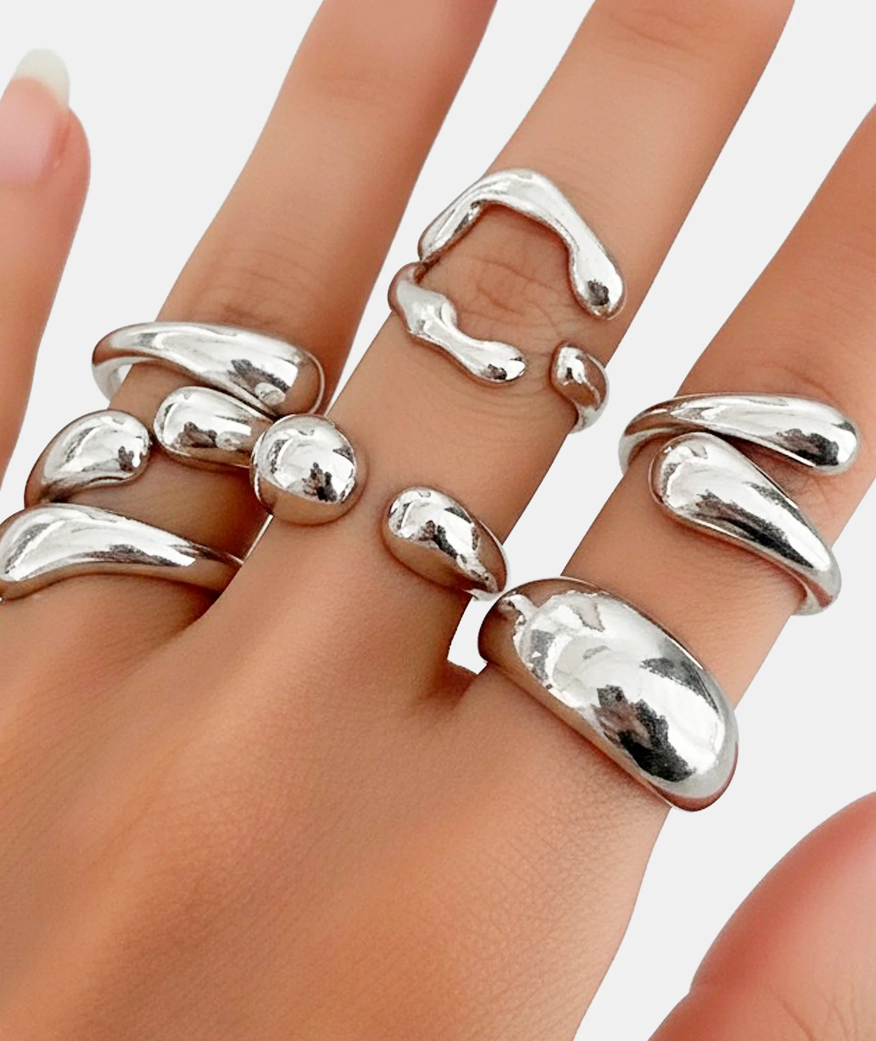 Set de 6 Anillos plateados - Image 2